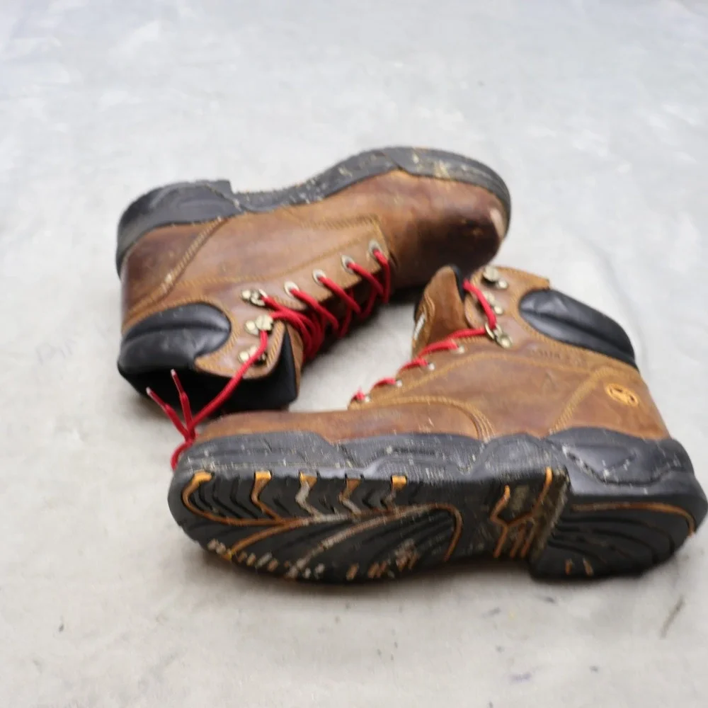 Hawx Men 9.5D Brown Work Boots Leather Composite Toe Rugged Safety Lace Up WTL-2